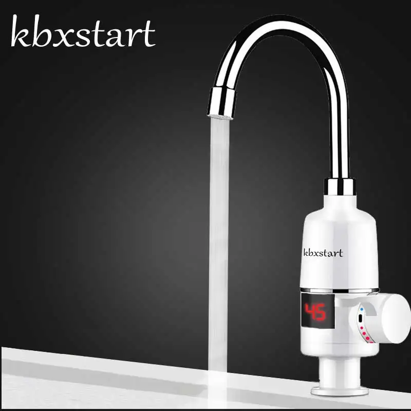 

Kbxstart Tankless Hot Water Heater Tap 220V Chauffage Lectrique Kitchen Digital Faucet Heated Grifo Cocina Pared 3000W Boiler