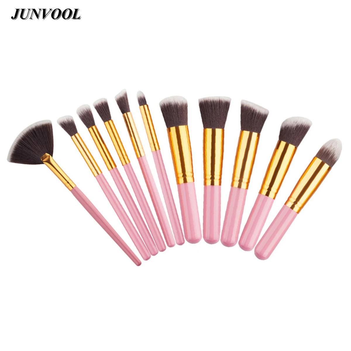 Pink Gold Beauty Makeup Brushes Kabuki Blush Borstels 11pcs Superior Professional Cosmetic Fan Brush Set Woman's Toiletry Kit