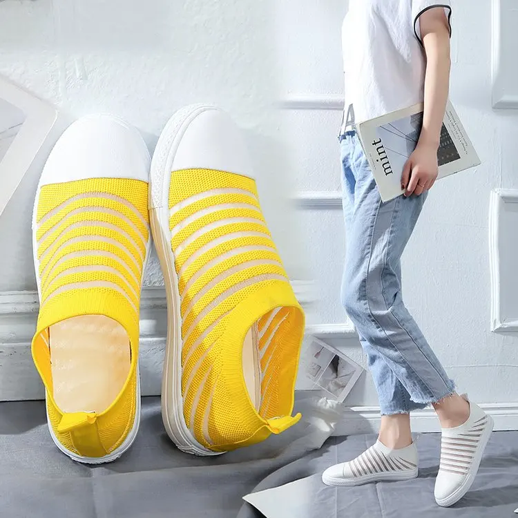 Женская Вулканизированная обувь; средние кроссовки; желтый цвет; Прогулочные кроссовки; zapatos de mujer; обувь для бега; женские кроссовки - Цвет: yellow