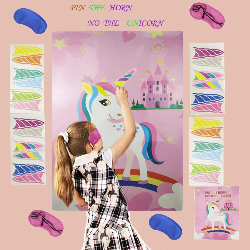 

Unicorn Birthday Favors Games Pin The Horn On The Unicorn 72x54cm Paper Wall Stickers Kids Birthday Party Decoration Supplies