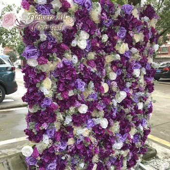 

12pcs/lot Artificial FlowerWall Wedding Purple Green Ivory Rose Flower Wall Wedding backdrop Runners Home Decor GY668