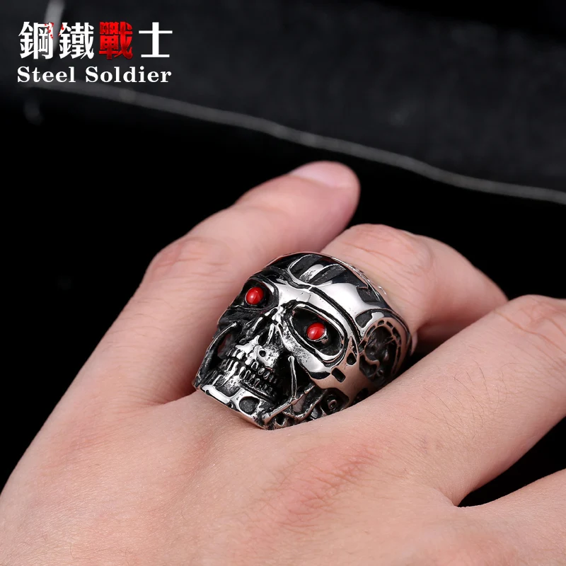 Stainless Steel Ring Finger Ring Men Jason Punk Exaggerated Personality Movie Terminator