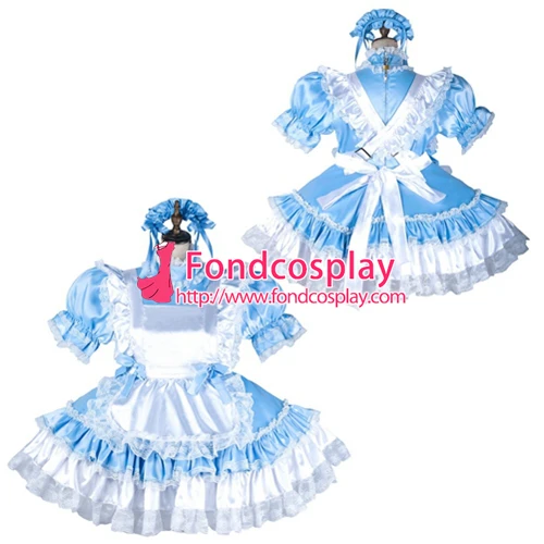 

Sissy maid satin dress lockable Uniform cosplay costume Tailor-made[G2151]
