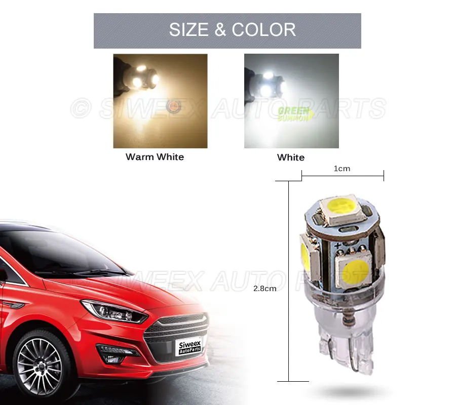 10 шт. T10 W5W 194 168 Лампа DC 24V 5 SMD 5050 Светодиодный купольный производитель интерьерный