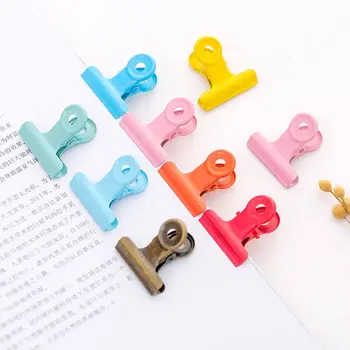 

Coloffice 4PCs Pink Girl Heart Round Tail Clip Metal Long Tail Clip Office Storage Bill Paper Folder Students Text Paper Clip