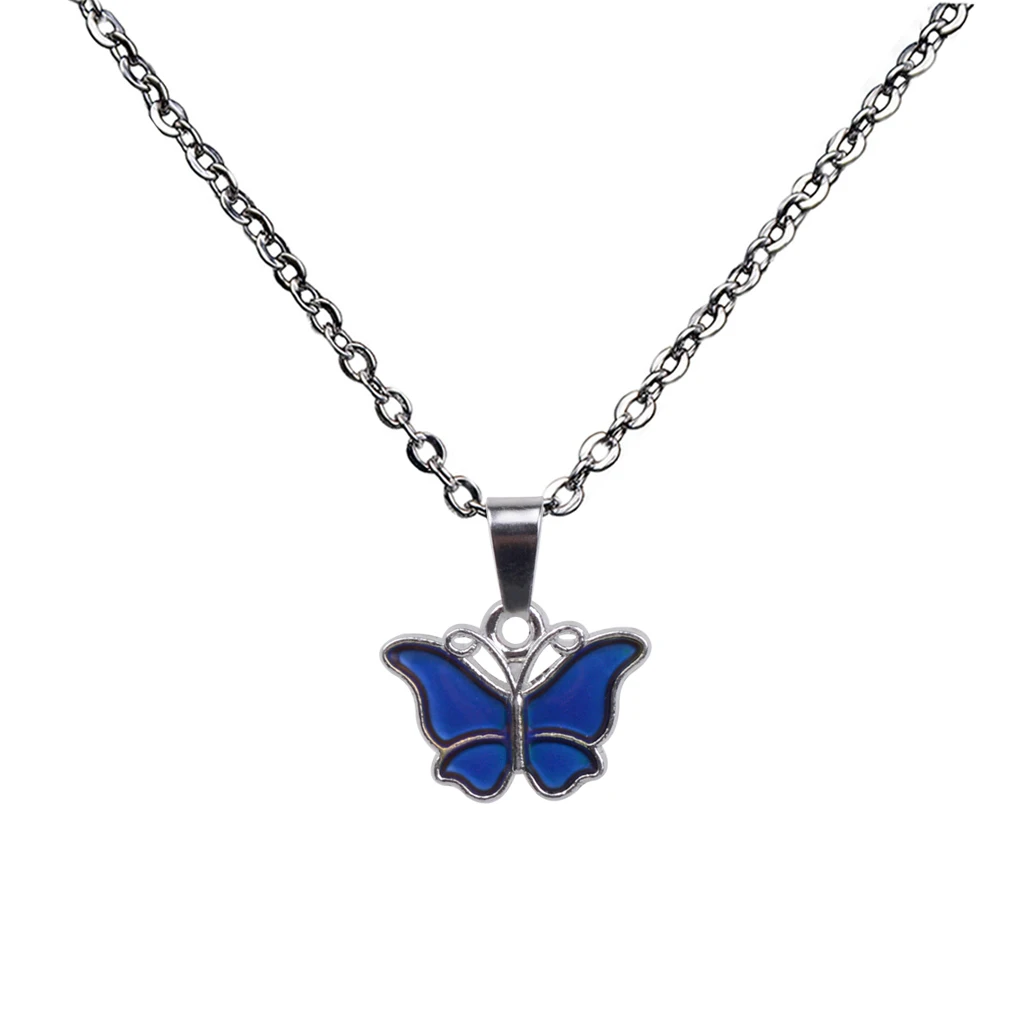 Cute Mini Butterfly Pendant Color Change Emotion Mood Pendant Necklace