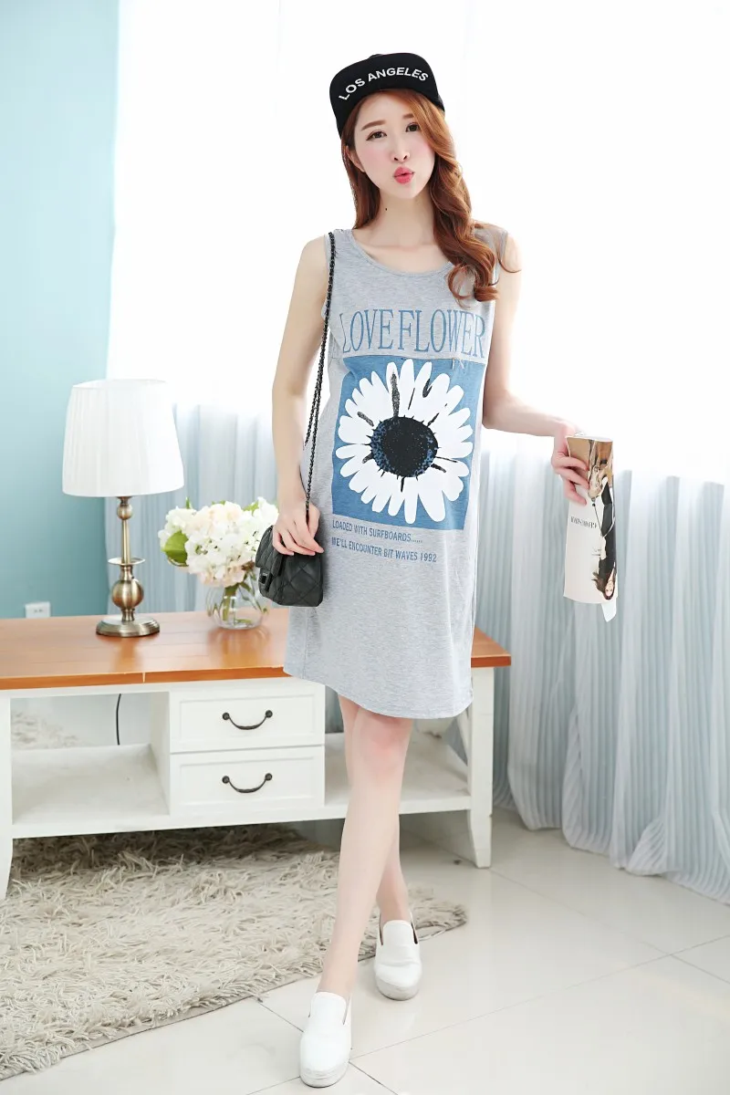 

Cotton Maternity Nursing Dress for Pregnant Women Sleeveless Dress Pregnancy Clothing Breastfeeding Mother Home Clothes