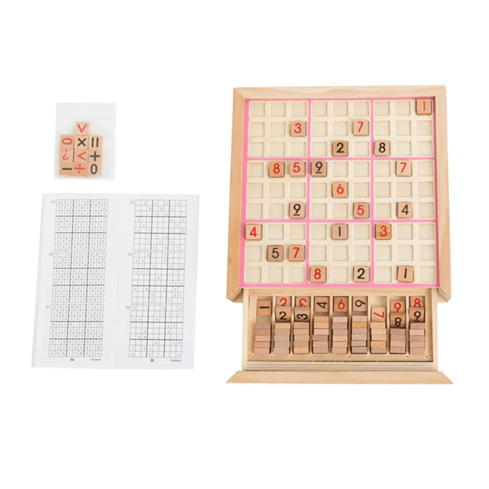 BSTFAMLY дети Sudoku шахматы бук деревянный с ящиком 23 5*23 5*5 см 81 шт./компл. настольная