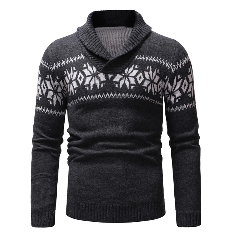 

MoneRffi 2019 New Mens Casual Sweater Long Sleeve Slim Fit Knitted Pullover Tops V-Neck Christmas Pattern Autumn Winter Sweaters