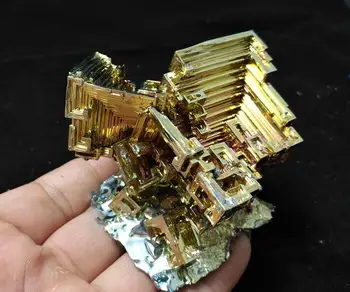 

The picture of real sale 245 gram Bismuth rainbow crystal element Bi gemstone Mineral specimen B69-163