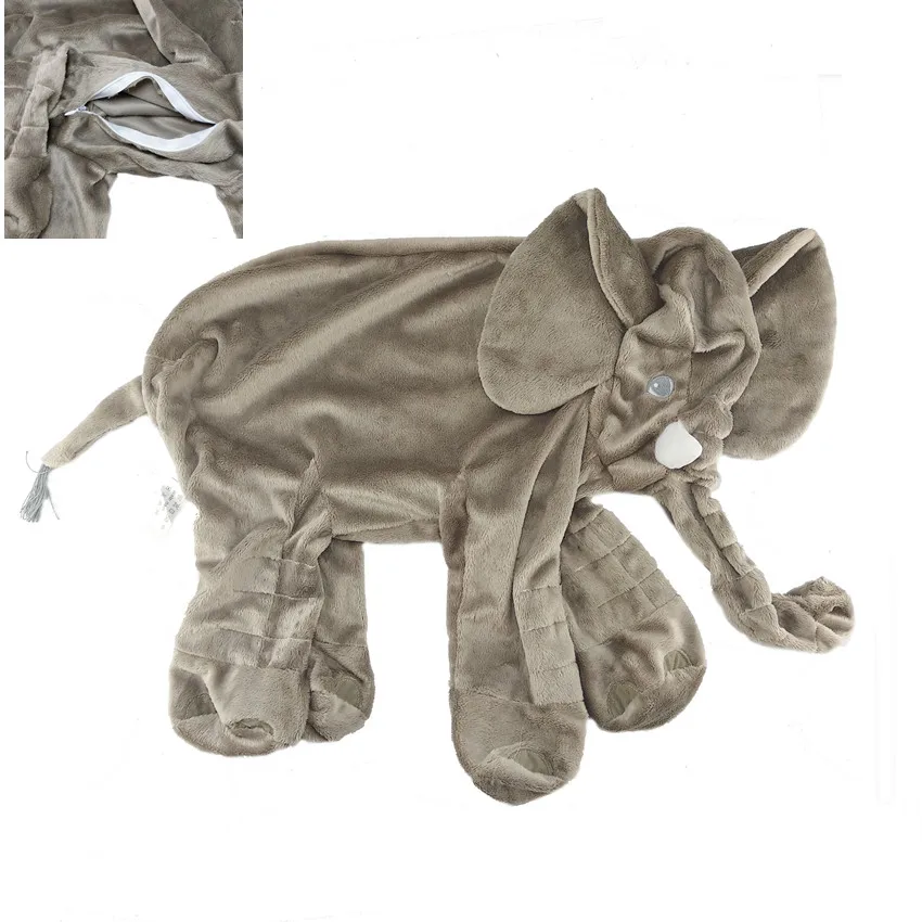 

60cm Elephant Skin With Zipper Plush Soft Toy Stuffed Baby Kids Toy Animals Big Size Appease Baby Sleep Pillow Baby Calm Doll