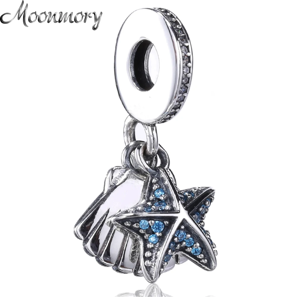 

Moonmory 2017 Summer Style 925 Sterling Silver Tropical Starfish Charms Fits Europe Brand Bracelet Beads DIY Jewelry Accessories