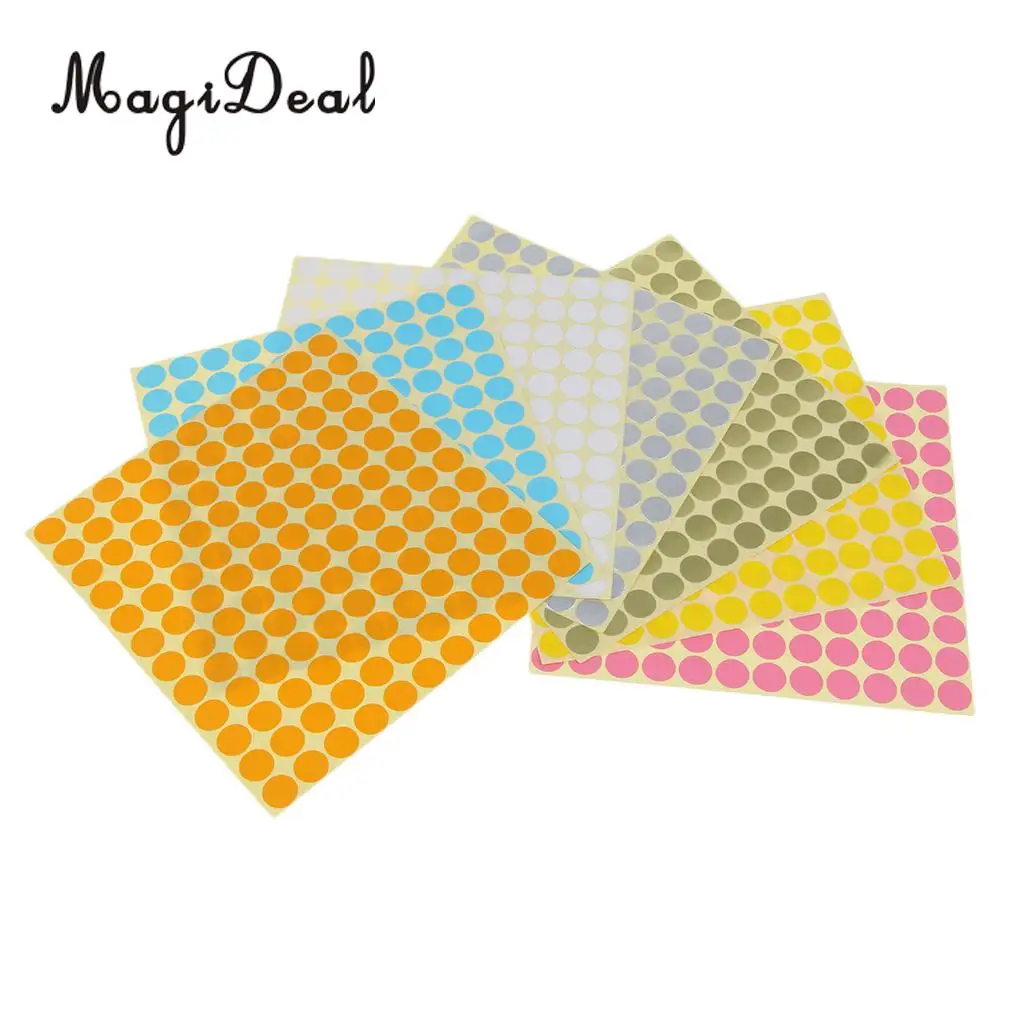 7 Sheets Essential Oils Bottle Cap Handwriting Labels Color Dots Stickers Stick on Anything- Folders, Papers, Stationery, Maps