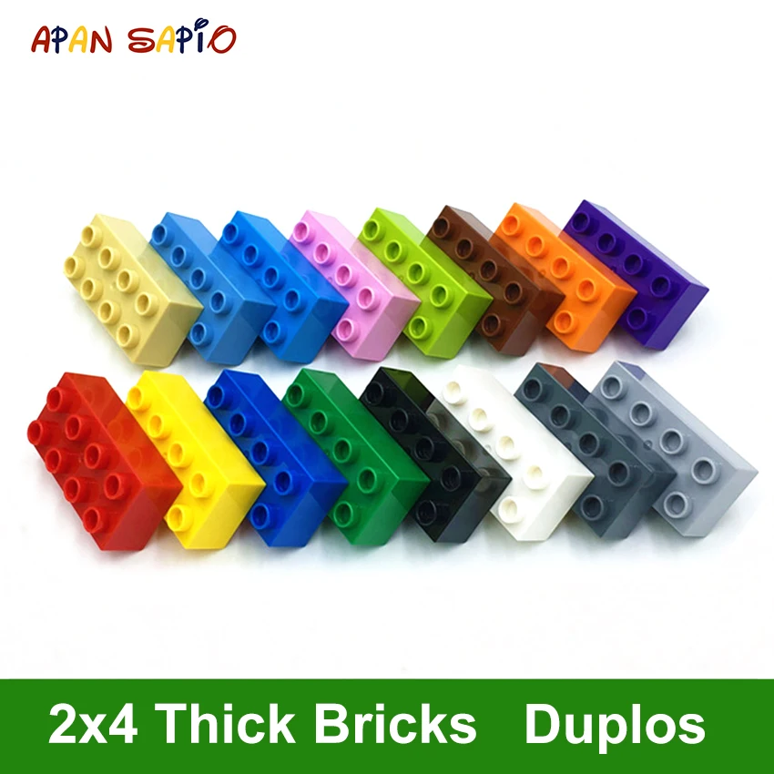

DIY Building Blocks Thick Figures Bricks 2x4Dot 8PCS a Pack Educational Creative Toys for Children Compatible With Legoe Duplos