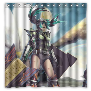 

71*71inch Monster Hunter Manga Pattern Shower Curtain With Hooks Waterproof Polyester Bathroom Curtains Drop Shipping