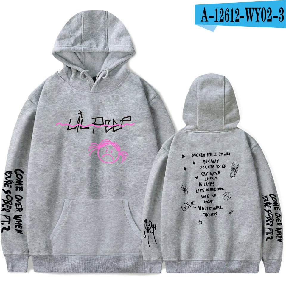 New lil peep Hoodie Men and Women Fans Sweatshirt Hoodies Sweatshirts Long Sleeve Print Hip Hop lil peep Boy Casual Clothes - Цвет: gray