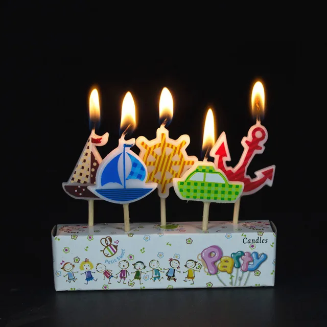 5pcs/set Sailor Ship Anchor Craft Candles Cupcake Candle Toppers Kids Birthday Cake Candles
