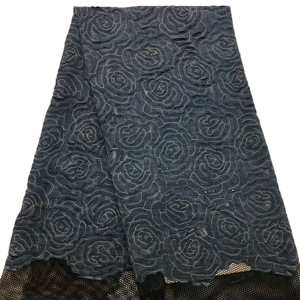 

African High Quality Net Laces fabric 2018 latest French Special Black Lace Fabric for dress X704-1