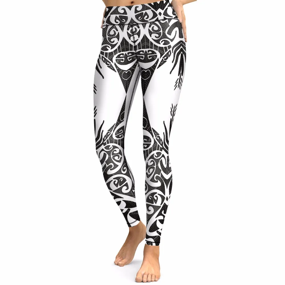 black white vintage pattern yoga legging (1)