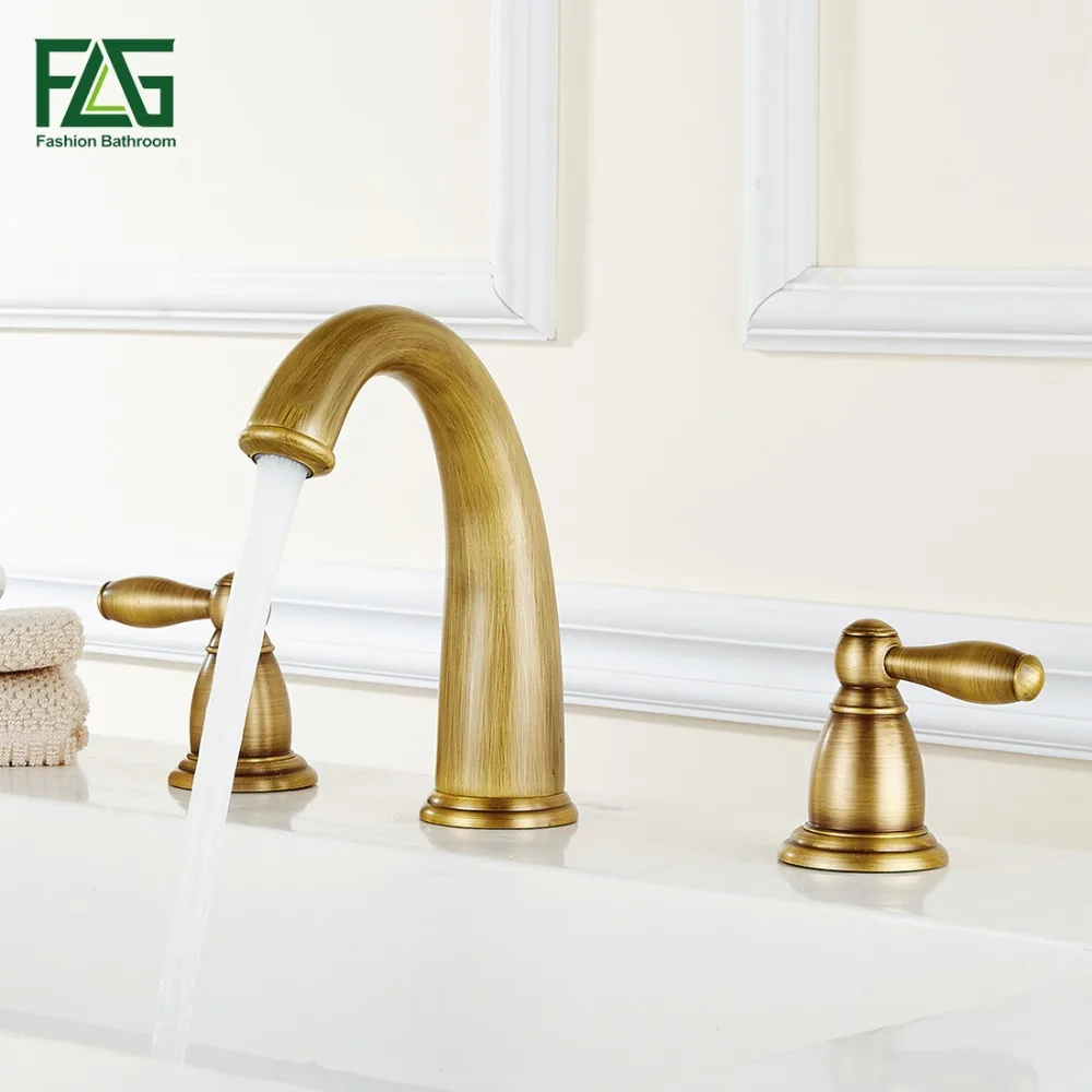 Nozzle For Polishing Gold Plated Bathroom Sink Touch Faucet  Water Tap Three Holes Placa Batedeira Solar De Bain FLG100063