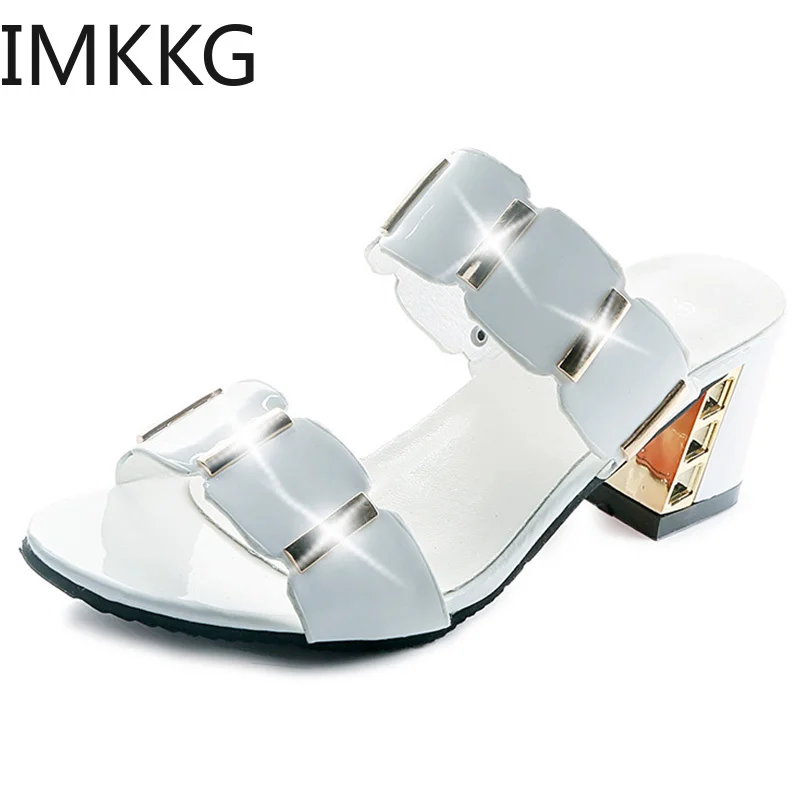 Женские сандалии на высоком квадратном каблуке Sandalia Feminina туфли лодочки для