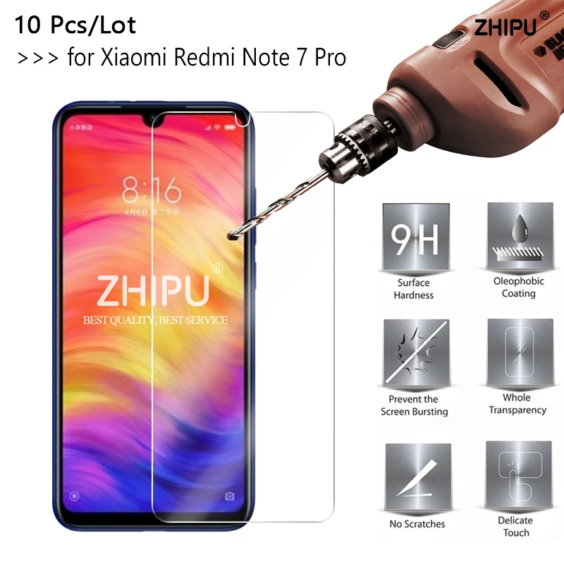 10 шт. закаленное стекло для Xiaomi Redmi Note 7 Pro защита экрана 2.5D 9H защитное