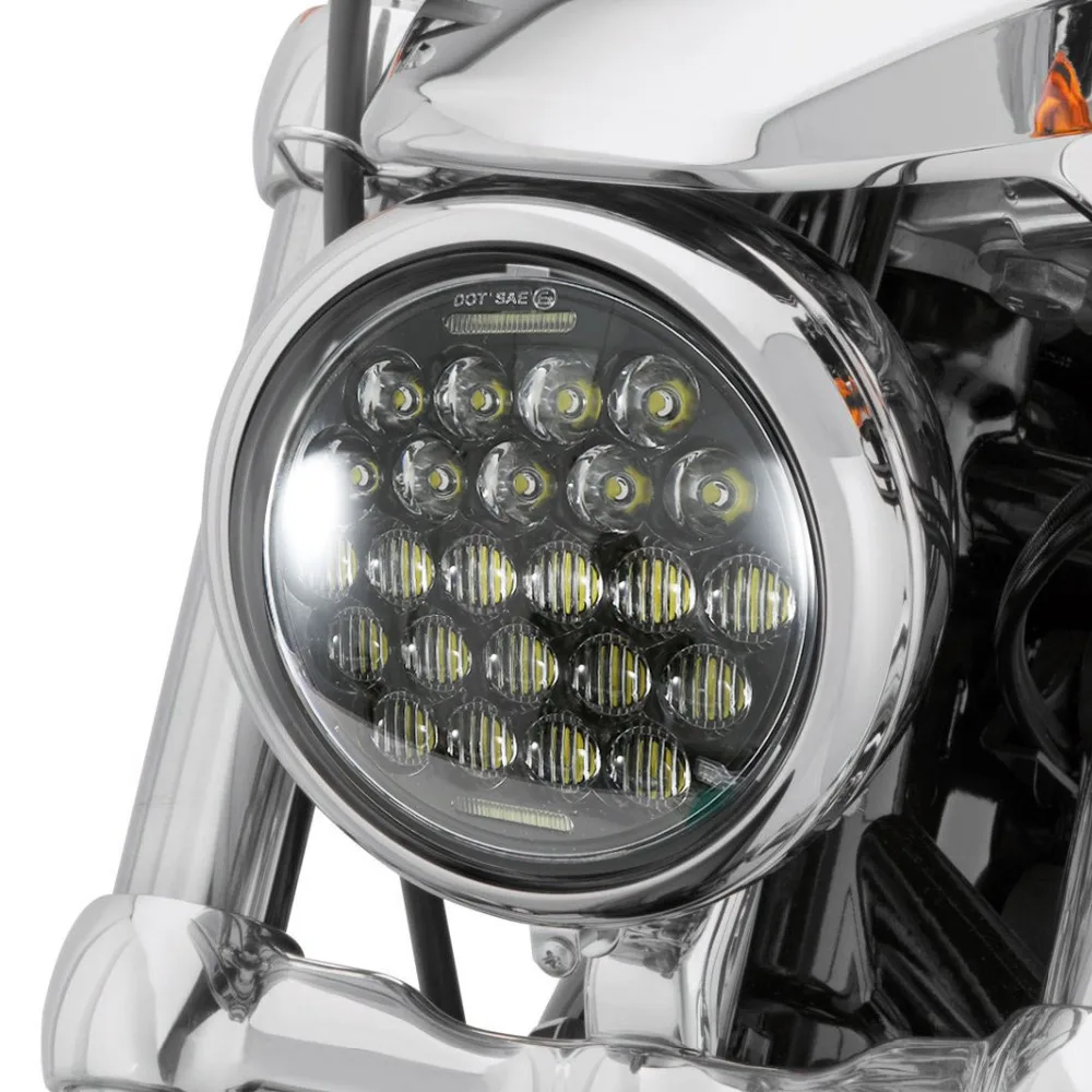 Стиль хром 5,75 дюймов светодиодный фонарь 5 3/" светодиодный DRL 50 Вт мотоцикл фары для Sportster 883 XL883 FXCW