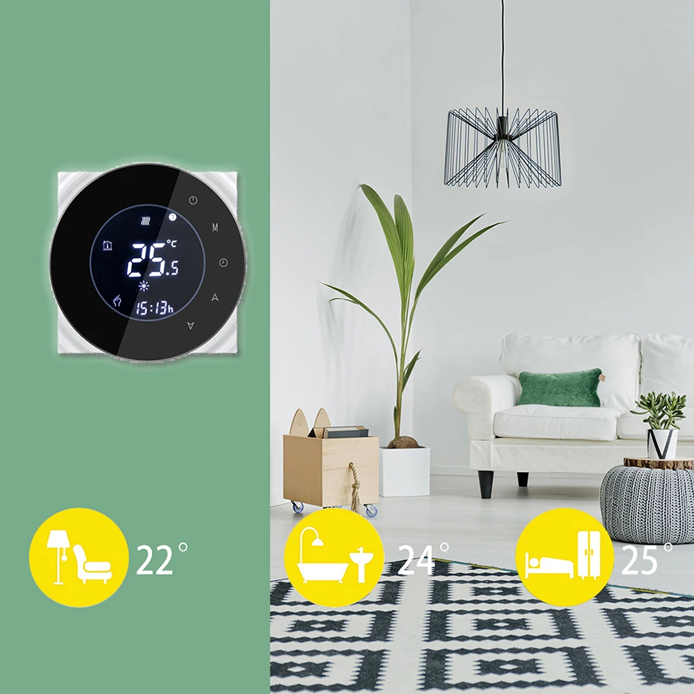 

Multi-protection Negative Screen Programmable LCD Touchscreen Electric Heating Thermostat NTC Temperature Controller