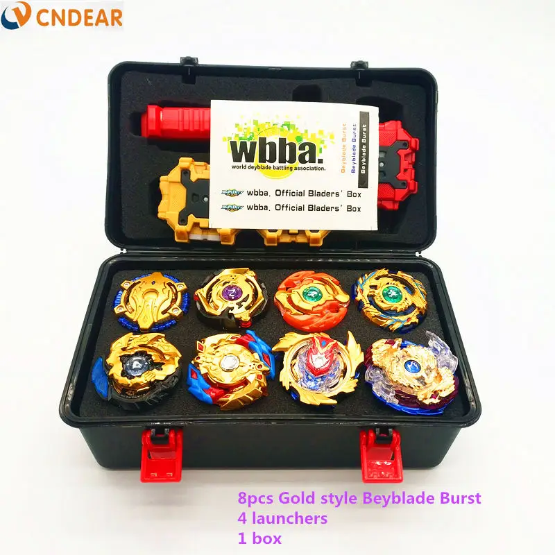 De Oro estilo Kai Watch Land Bey Blade de juguete Metal Funsion Bayblade Set Box con mango lanzador de caja de plástico juguetes para los niños juguetes - 4