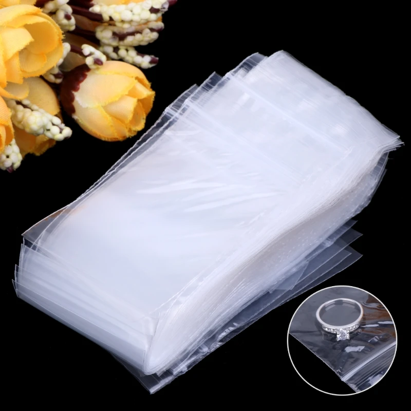 

100pcs Resealable Plastic Seal Zip Lock Bags Transparent Clear Poly Bag Jewelry Findings Tool