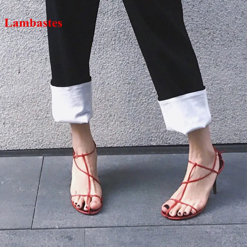 low heel thin strap sandals