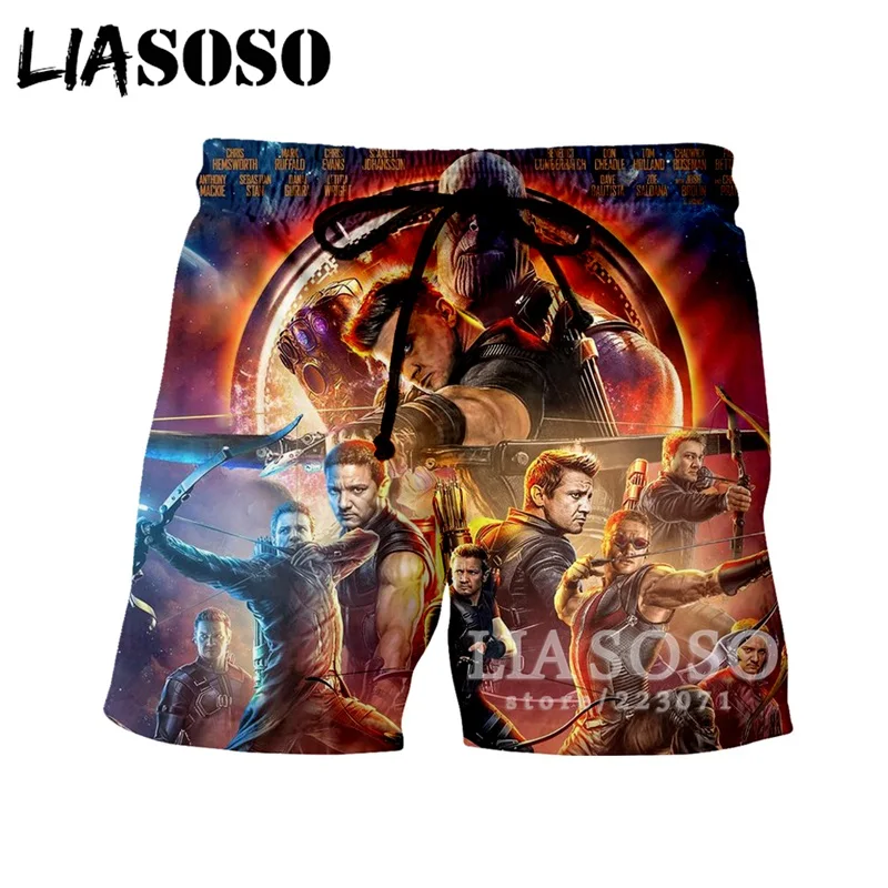 LIASOSO 2019 Лето Для мужчин Для женщин шорты 3D печати Последние фильма мстители эндшпиль пляжные Фитнес Спортивные шорты модные Костюмы B008-07