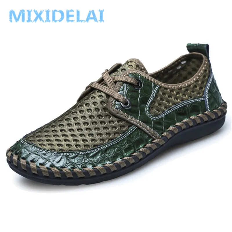 MIXIDELAI 2019 New Men's Shoes Comfortable Breathable Mesh Flats Shoes Fashion Lace-Up Casual Shoes Men Leisure Big Size 38-46 MIXIDELAI 2019 New Men's Shoes Comfortable Breathable Mesh Flats Shoes Fashion Lace-Up Casual Shoes Men Leisure Big Size 38-46