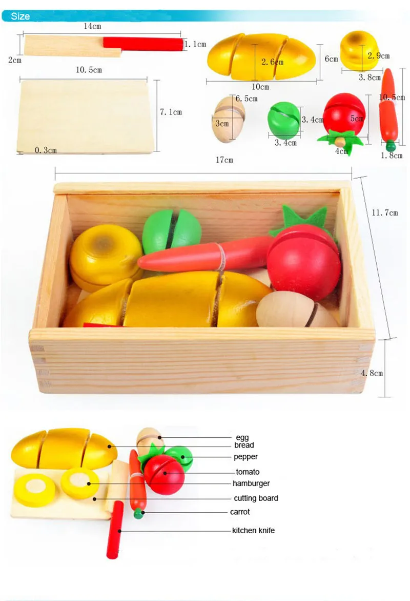 Kids 20 pcs Wooden Bread Fruit Milk Pretend Role Play Kitchen Toy 4 Food Box 