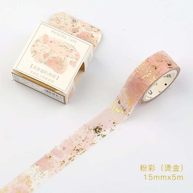 1 шт. kawaii Васи маскирующая лента золотой розовый цветной декоративные Стикеры для скрапбукинга клейкие ленты школьные принадлежности 5 м - Цвет: FenCai15mm