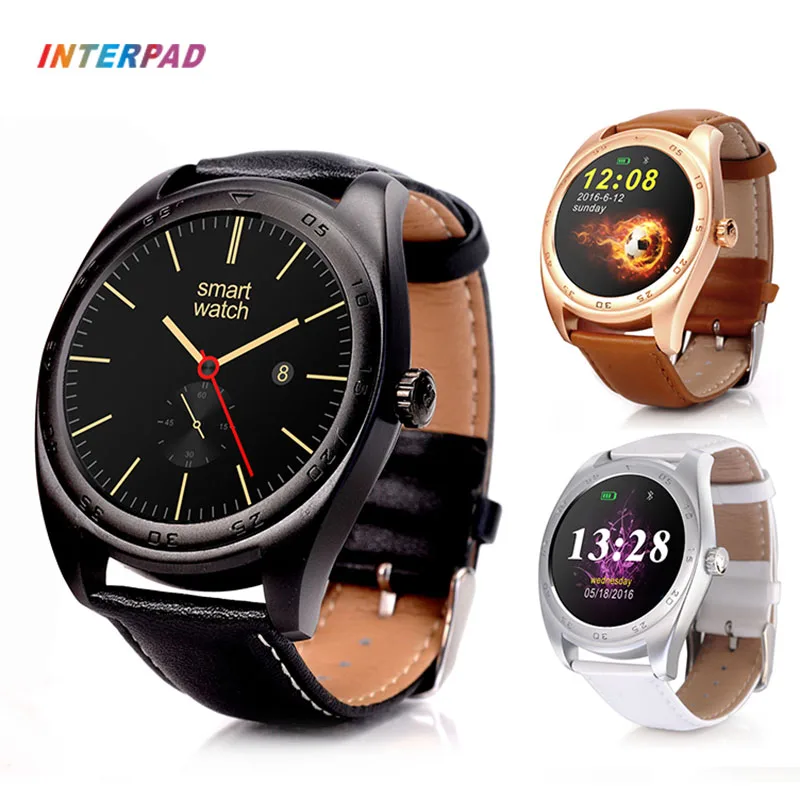 

Interpad Smart Watch IPS Round Screen Leather/Steel Strap Smartwatch Heart Rate Monitor For Xiaomi Huawei As Lover Gifts PK k89