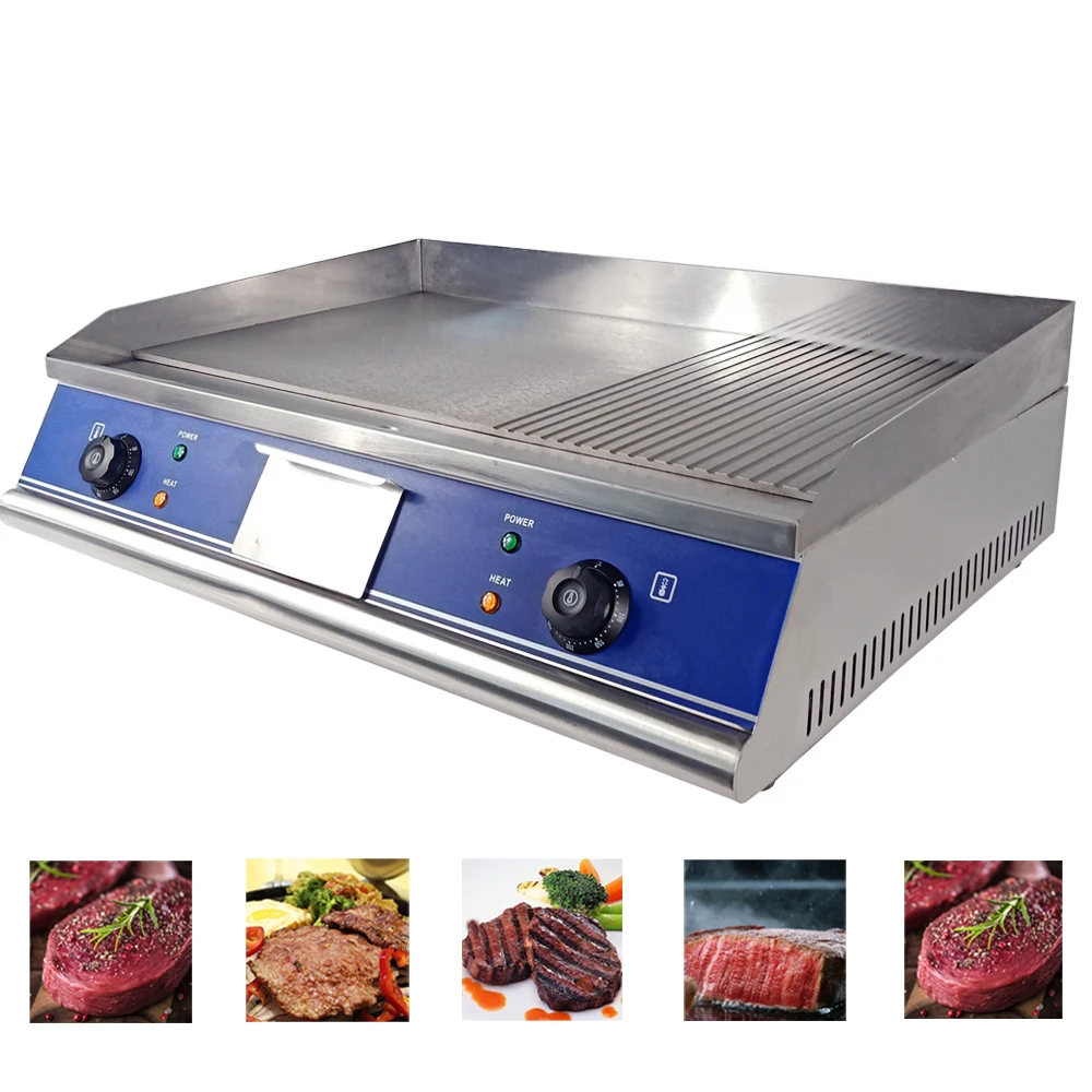 

BBQ Electric Griddle for Commercial Restaurant Kitchen Stainless Steel Electric Frying with High Capacity Frying Chicken Wings