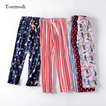 

Women's sleep pants stripe Pants pyjama trousers Woven cotton Sleep Bottoms