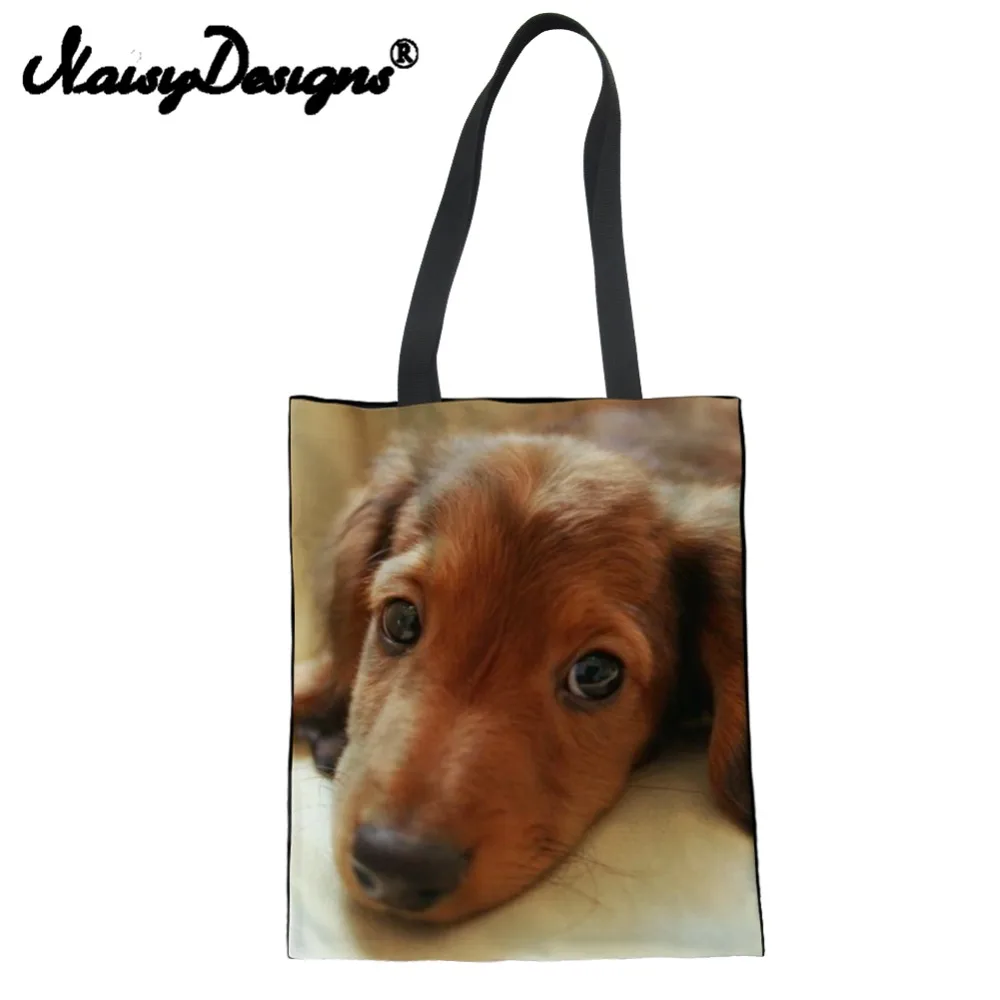 Dachshund Print Eco-friendly Totes Casual Women Shopping Bag Travel Shoulder Pack For Girls Reusable Large Ladies Canvas Handbag