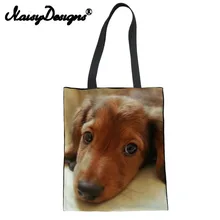 Dachshund Print Eco-friendly Totes Casual Women Shopping Bag Travel Shoulder Pack For Girls Reusable Large Ladies Canvas Handbag