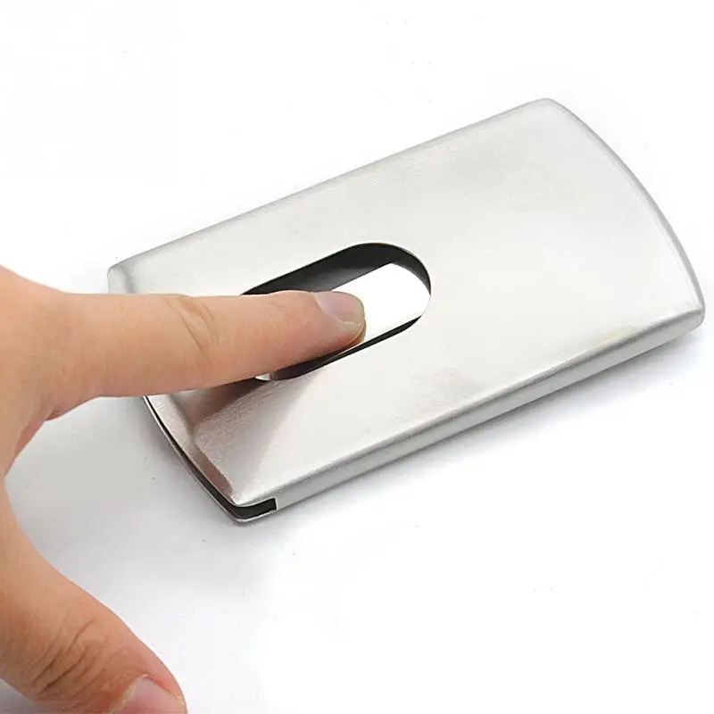 

1pc Travel Card Wallet Automatic Pop Up ID Credit Card Holder Men Women Business Card Case Stainless Steel Metal Clip