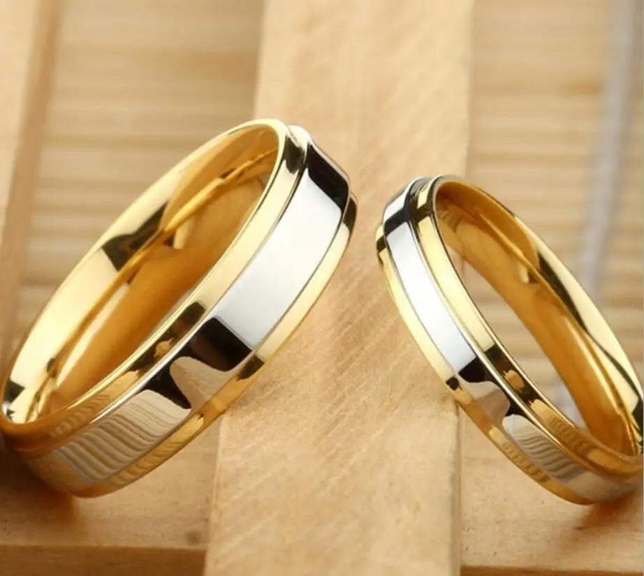 

2 pairs engagement ring men wedding rings for women anillos anillos mujer gold stainless steel ring pandora couple rings