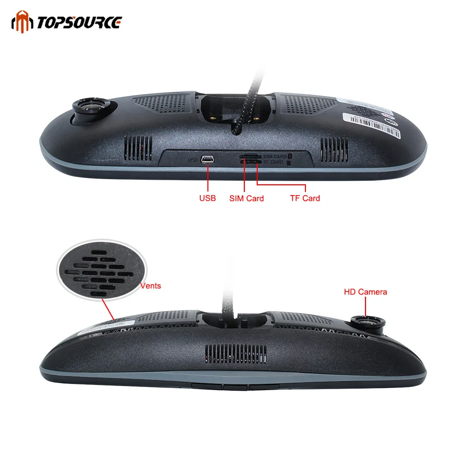 TOPSOURCE 7 &quot3G Автомобильный видеорегистратор зеркало GPS Android 5 0 Bluetooth двойной