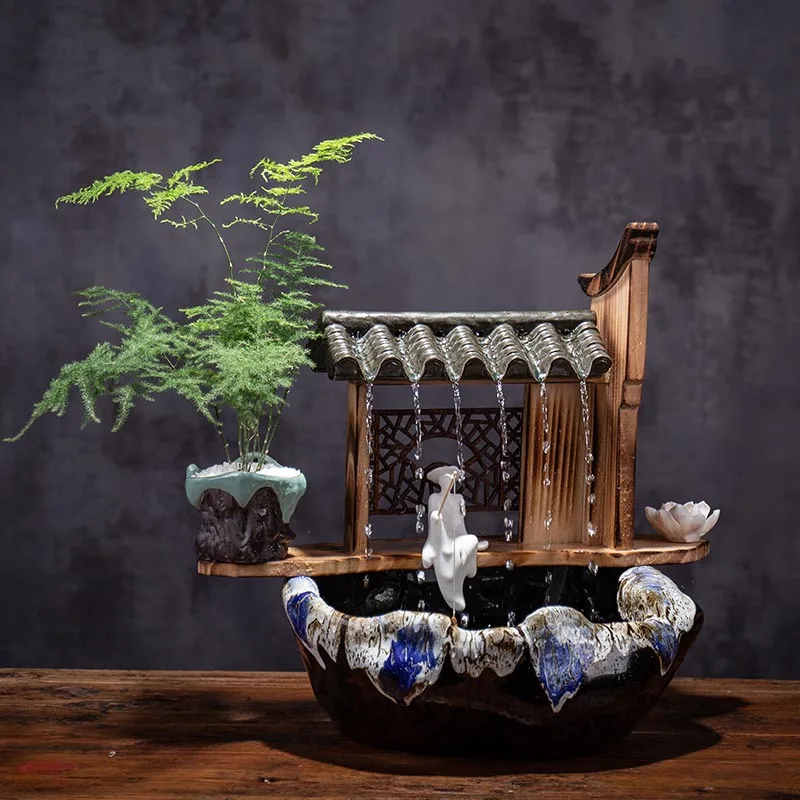 110 В 220 в китайский стиль Zen проточный фонтан настольные украшения фэн шуй