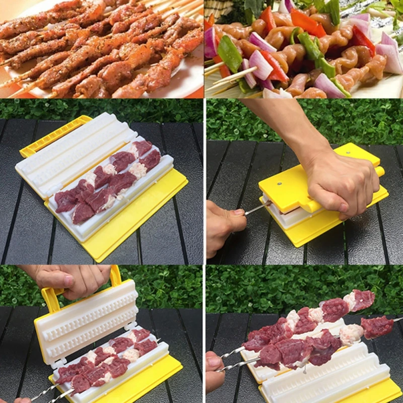 Barbecue Kebab Maker Double / Single Row Meat Skewer Quick Skewer Easy Barbecue Tools Outdoor Kitchen Accessories