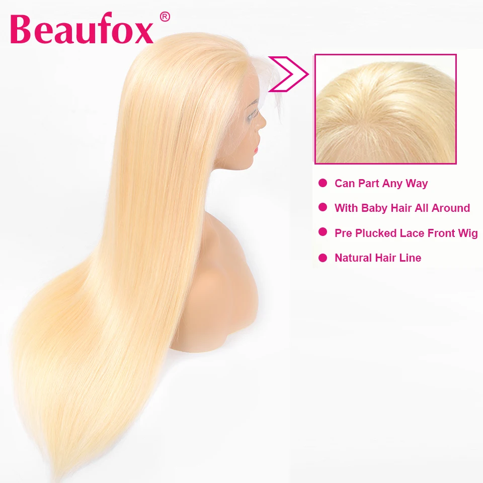 Beaufox 613 Blonde Lace Front Human Hair Wigs 150% Pre Plucked Indian Straight Hair Lace Wig Natural Hairline Remy 613 Color Wig (4)