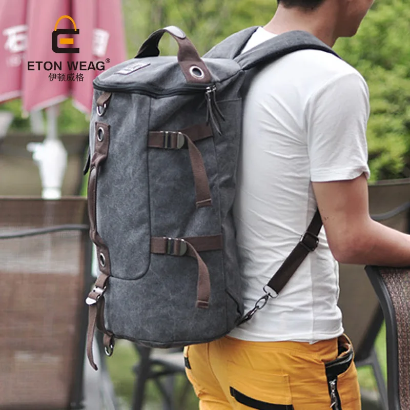 Английская Мода, студенческие подростковые школьные сумки, большая вместительность, Холщовый кожаный рюкзак для путешествий, кемпинга, Многофункциональный ретро рюкзак - Цвет: Темно-серый