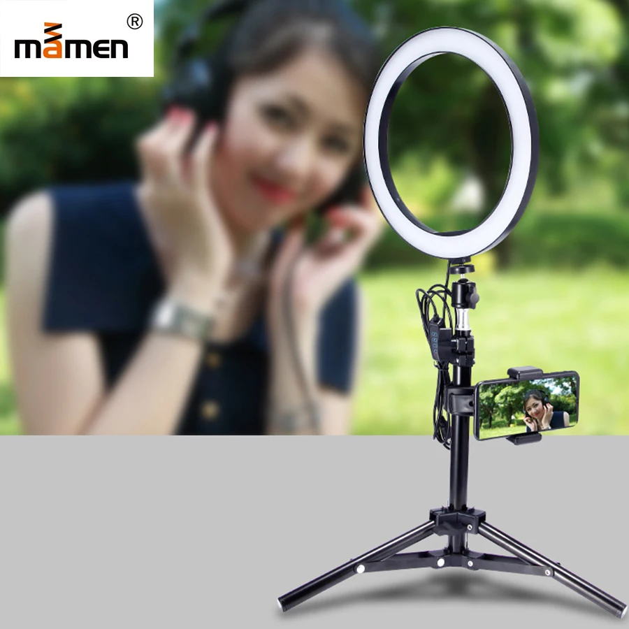 

MAMEN 6 Inch Mini USB Ring Light 72 Pcs LED Dimmable Beauty Light with Tripod for Beauty Room Makeup YouTube Video Fill Lighting