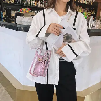 

2Pcs/Set Women Transparent PVC Crossbody Bag Twist Lock Phone Holder Shoulder Messager Bags