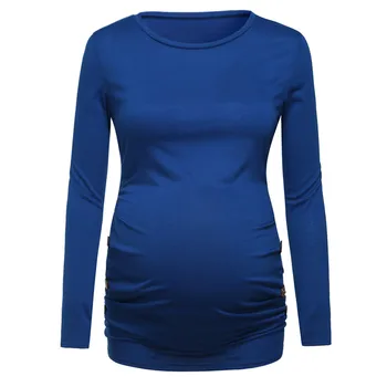 

Maternity Shirt Side Button and Ruched Solid Maternity Tops Maternity Comfortable Shirt Camiseta Lactancia Ropa Embarazada